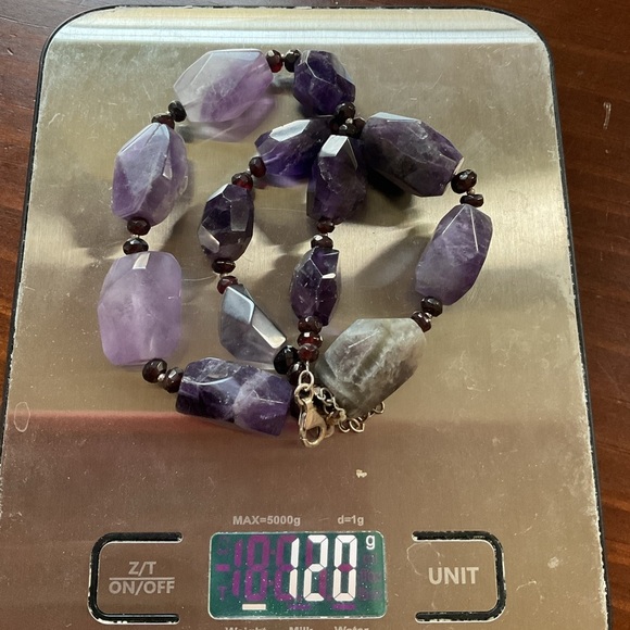 Vintage Barse Amethyst and Garnet Bead Sterling Silver Necklace 120 Grams - Picture 13 of 13